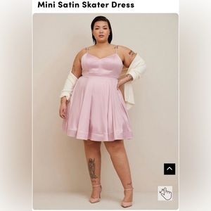 Pink Satin Skater Dress